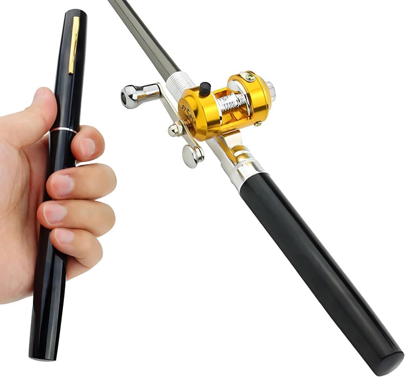 Portable Pocket Mini Pen Fishing Rod and Reel Combos, Small Telescopic 38inches Fishing Pole with Reel Line Bait Hook, for River, Lake, Ice Fishing Etc