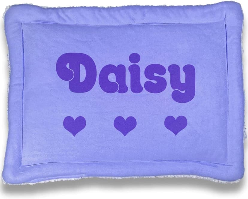 Custom Catch Personalized Dog Mat - Gift for Crate Cushion, Puppy Sleeping Blanket, Kennel Bed Pad - Small - S - Gray, Purple, Blue, Maroon, Beige