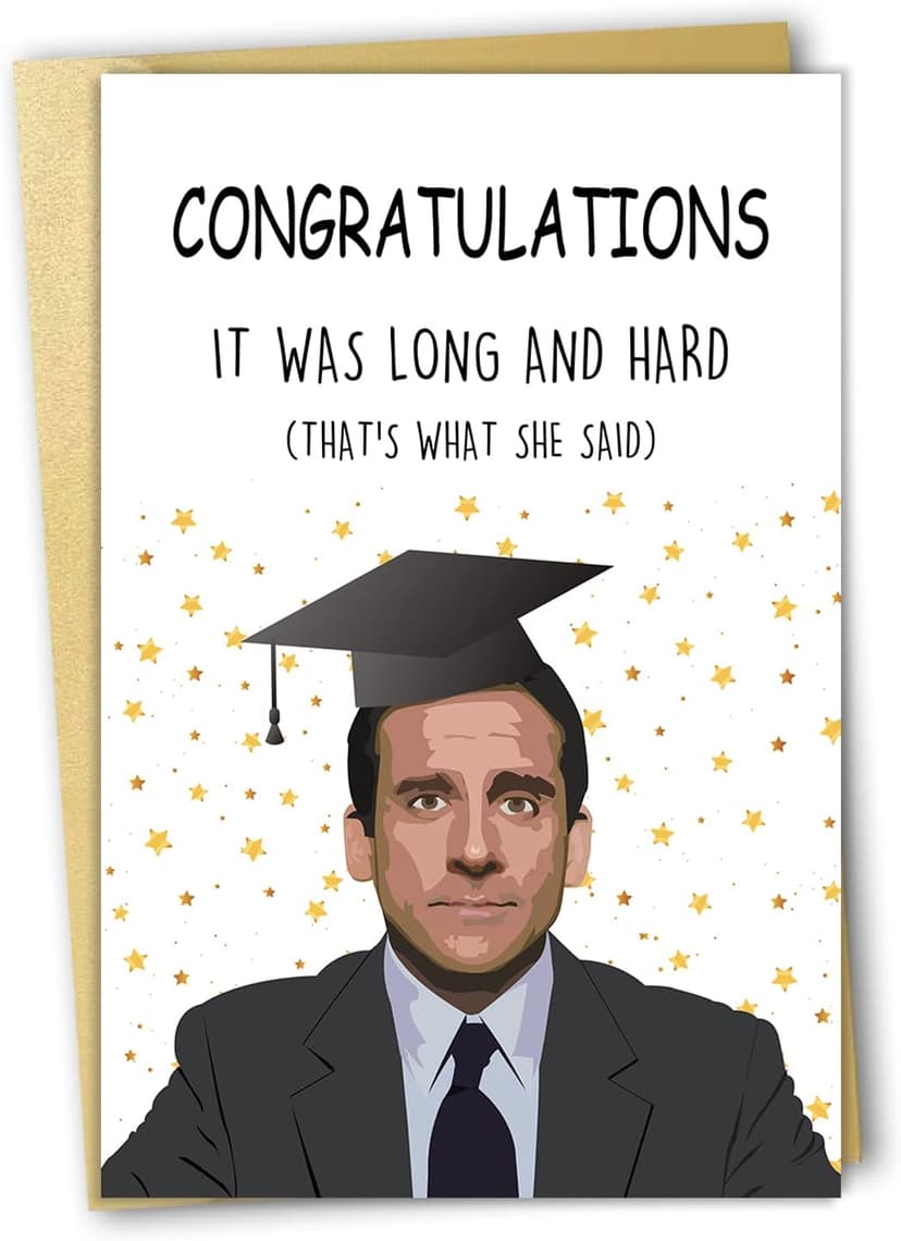 OJsensai Happy Graduation Card for Him Her, Congratulations Graduate, Michael Scott Card for Classmates, Funny Gifts for Graduate