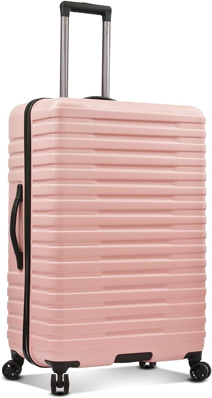 U.S. Traveler Boren Hardside Spinner Luggage With Aluminum Handle, Pink, Checked-Large 30-Inch