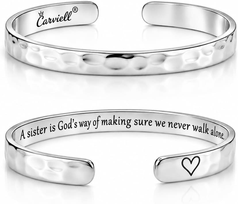 Carviell Bracelets for Women – 100+ Meaningful Engraved Messages – Solid 316L Surgical Stainless Steel Cuff Bracelet – Gift Ready B0C6HCVQD4