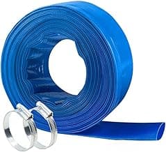 2" x100 FT, Pool Backwash Hose, Heavy-Duty PVC Hose, Lay Flat Discharge Hose, Weatherproof Burst Resistant for Water Transfer, Sump Pump, Pool Filter, Pool Drain,with 2 Clamps