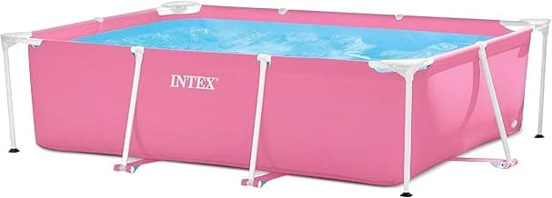 Intex 28266EH 7'L x 5'W x 23-5/8"H Rectangular Metal Frame Above Ground Outdoor Backyard Swimming Pool, 439 Gallons of Water, Pink