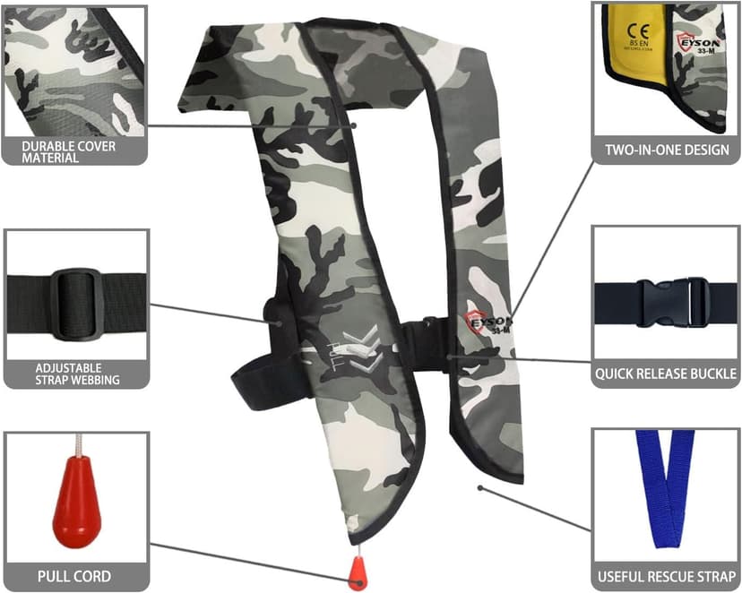 Eyson Inflatable Life Jacket Inflatable Life Vest for Adult Classic Manual