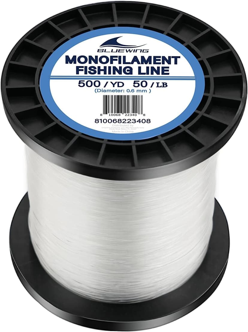 BLUEWING Monofilament Fishing Line 6,8,10,12,15,20,25,30,40,50,60,80,100,130,250,300,400 lbs, 50,100,500,1000,3000 Yards Invisible Thin Diameter Mono Fish Wire String, Clear