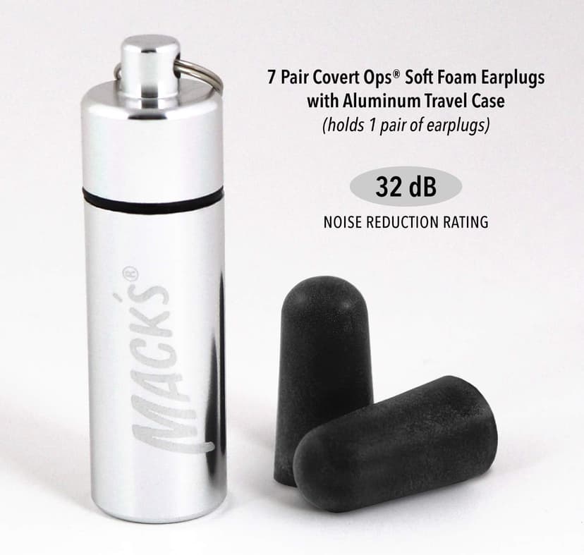 Mack's Covert Ops Soft Foam Shooting Ear Plugs, 7 Pair Plus Travel Case - 32 dB High NRR, 37dB SNR - Comfortable Earplugs for Hunting, Tactical, Target, Skeet and Trap Shooting