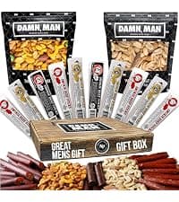Snack Box Gift Basket, Birthday Gift for Men, Food Care Package, Unique Tins of Assorted Nuts, Snacks in Stunning Case - Treat for Men, Women, Dad, Friends, Family