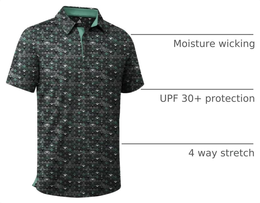 ZITY Men's Golf Shirts Short Sleeve Moisture Wicking Performance Print Patterns Casual Collared Golf Polo Shirt for Men