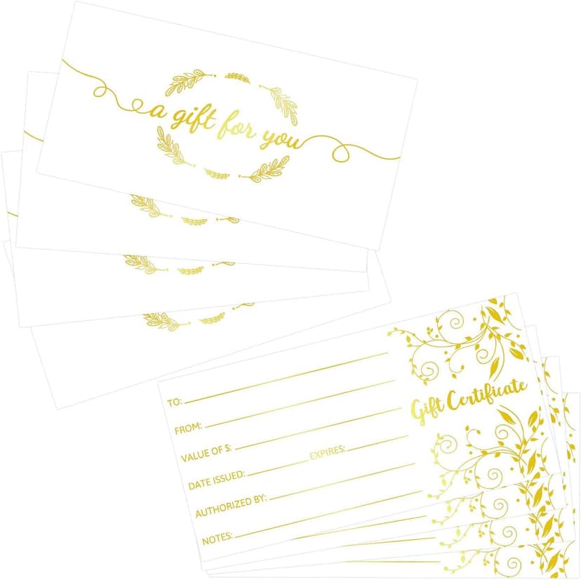 Fancy Land Blank Gift Certificates 25pcs Gold Foil Certificate Cards with Envelopes for Business Salon Spa Restaurants Vouchers for Christmas Holiday