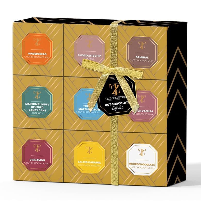 Hot Chocolate Cocoa Gift Set Mini Drinking Chocolate Different Flavors Selection Including Roasted Marshmallow Hazelnuts Gingerbread Luxury Christmas Gifts