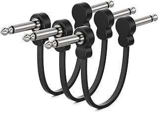 voltrish 3 Pack Guitar Patch Cables, Premium 5 Inch Right-Angle 1/4" TS Pedal Board Cable, Oxygen-Free Copper & Dual Shielding for Ultra Low Noise, Space Saving Flat Design Guitar Pedal Accessories