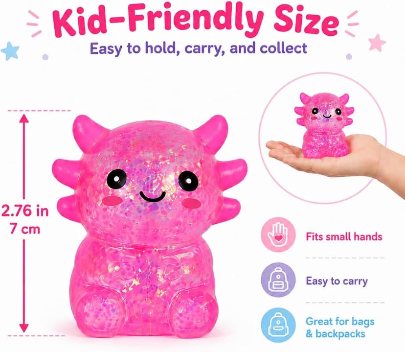 Non-toxic soft TPR, slow rebound, satisfying squeeze, sensory stress relief toy for kids & adults Axolotl Squishy Stress Ball, Soft TPR Fidget Toy for Kids Adults B0GGY5PZZX