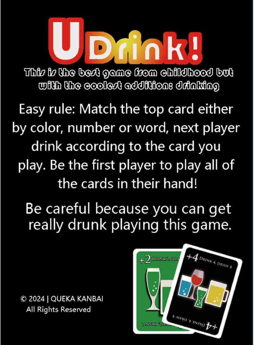 UDRINK! - The Drinking Game Cards for Adults, Fun & Easy Games for Adult Game Nights - Couple Games, Bachelorette Party Games to Get Buzzed Easily - 2024 New Edition -