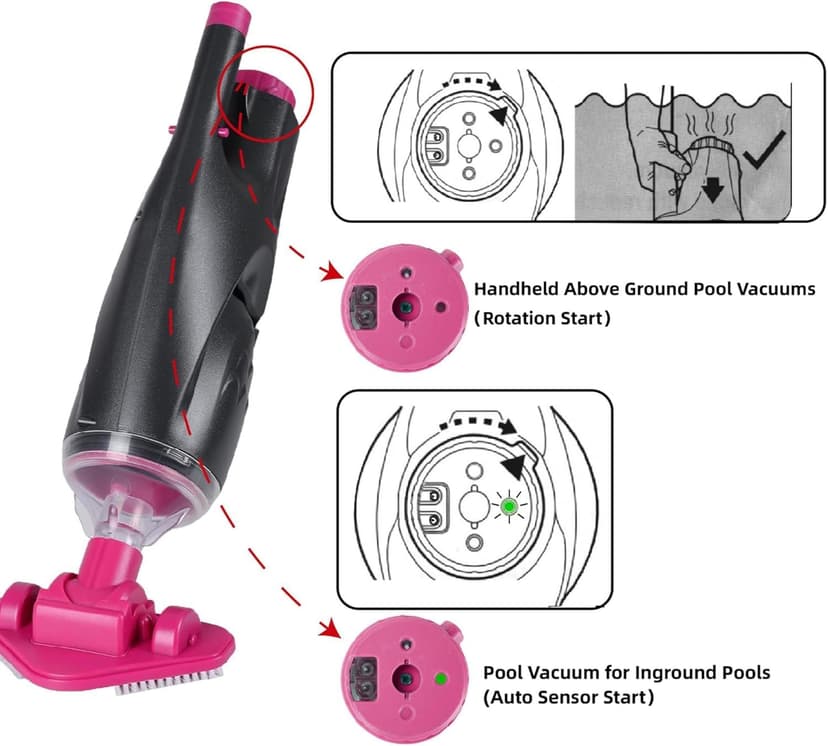 Rechargeable Handheld Hot Tub Spa Pool Vacuum, Cordless & Waterproof IPX8, 60-Min Runtime, 2 Brush Heads, Spot Cleaner for Spas & Small Pools up to 20ft (Dyson-Style Gray)