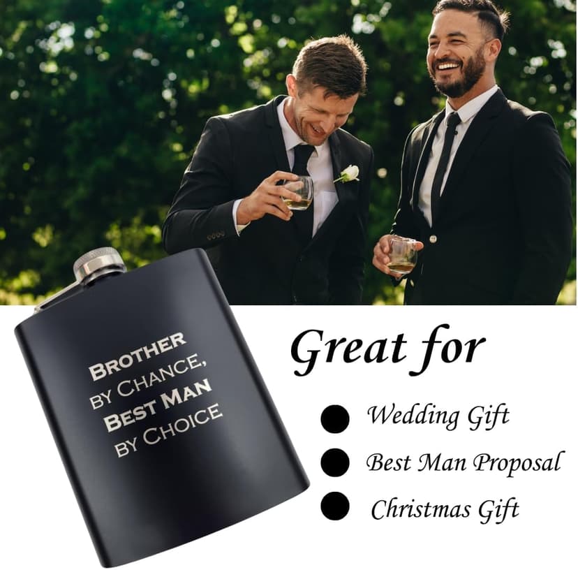 Best Man Gifts from Groom, Will You Be My Best Man Proposal, Gift for Brother on Wedding Day, Engraved Hip Flask, Brother by Chance Flask B0F5YF16F6