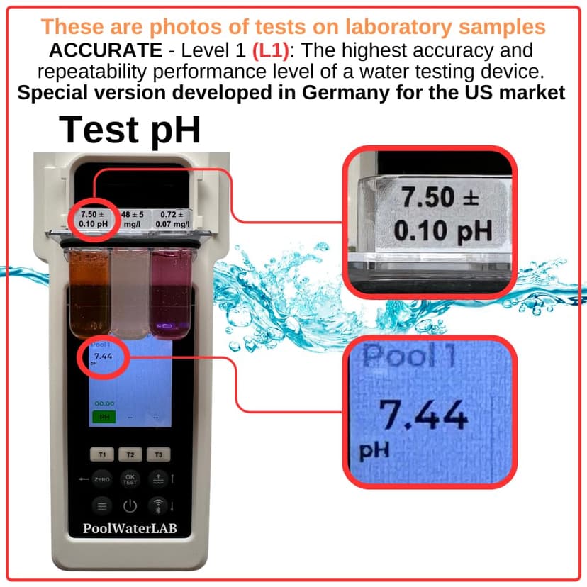 Digital Pool Water Tester Photometer – Accurate Water Analyzer for Pools, Spas & Hot Tubs – Tests 27 Parameters – Bluetooth/WiFi – App for pH, Chlorine, Alkalinity & More
