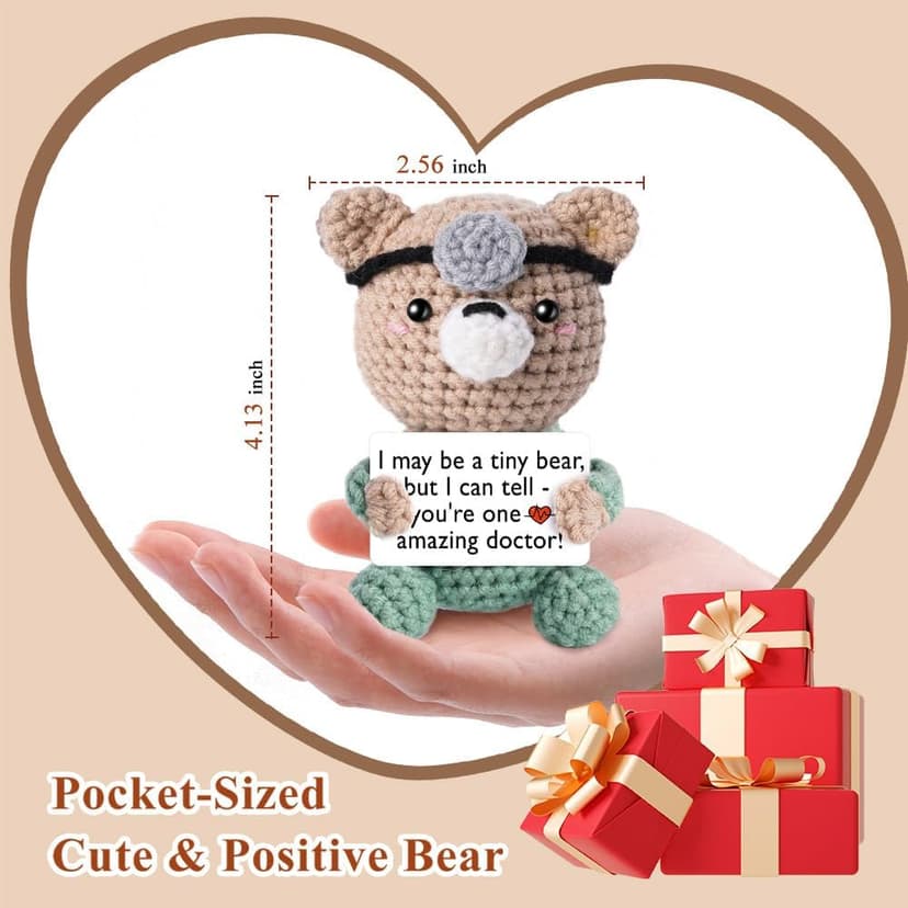 Phd Gifts for Female Male Staff, Doctor Nurse Week Appreciation, Retirement & Birthday Gift Funny Doctor Gifts Women Men, Handmade Crochet Bear for Doctors Students B0GGZDFFD6
