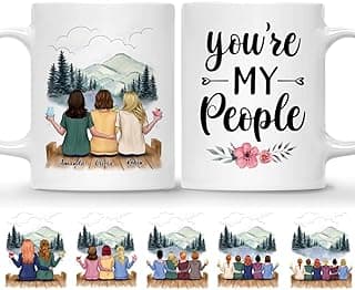 Gossby Gossby Personalized Best Friend Coffee Mug - Custom Gift for Female Best Friend with Design, Name - Christmas, Birthday, Friendship Besties Gift for Women - You're My People - 3 BFFs
