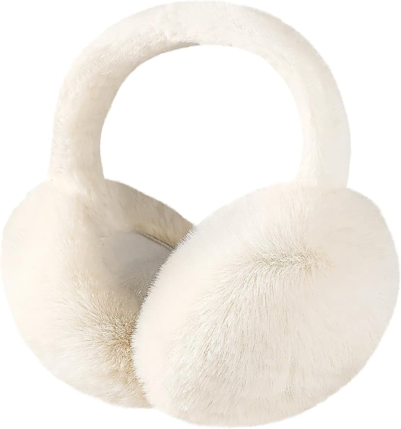 Premillow Ear muffs for Women Winter, Faux Fur Earmuffs, Cute Foldable Fluffy Ear Warmers, Soft Warm Ears Covers for Women