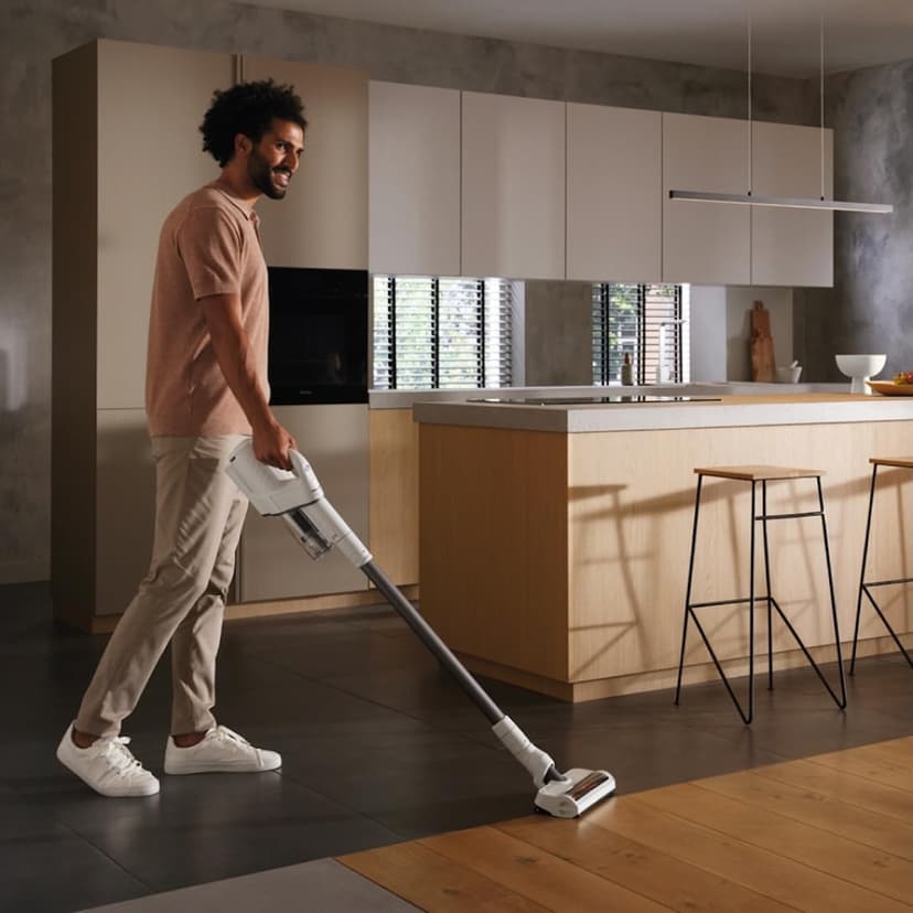 Miele Duoflex Extra Vacuum Cleaner, Cordless and Bagless Multi-Use, Multi-Floor Flexible Stick Vacuum with 2 Attachable Brushes, in Brilliant White / Space Grey