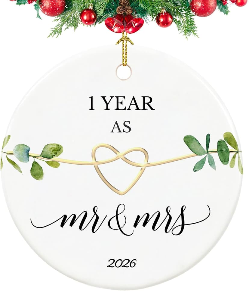 First Wedding Anniversary Gifts,1 Year Anniversary Paper Gifts for Couple,Her,Him,1 Year Anniversary Christmas Ornament First Anniversary Ornament, Gifts for 1st Anniversary Ornament 2026 B0C32PNWN6