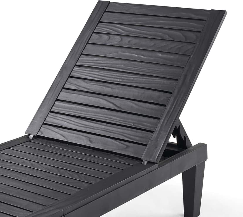 Nestl Patio Chairs - Black Chaise Lounge Chair Outdoor, 5-Position Adjustable Sun Tanning Chair, Waterproof Pool Lounge Chairs Set of 2, Reclining Lawn Chair, Lightweight Outdoor Lounge Chairs