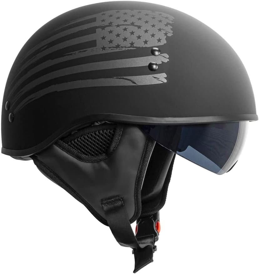 TORC T59/ Sundowner Motorcycle Half Helmet with Magnetic Buckle DOT Approved