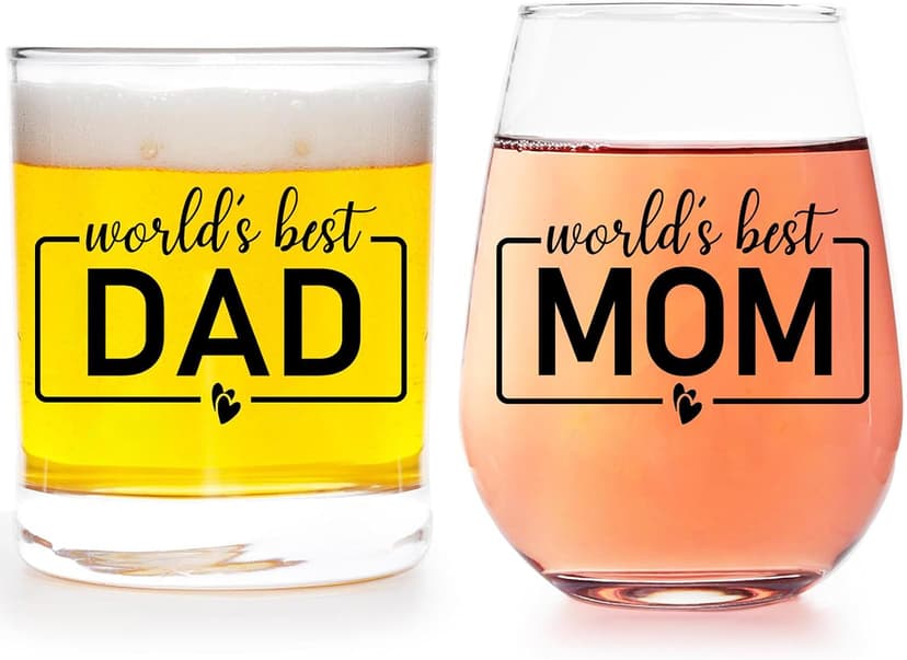 Breezy Valley Mom Dad Cups, Birthday Gifts for Mom from Kids - Worlds Best Moms Dad Gifts Mug Sets, Gift Ideas for Moms Dads Together, Cup Mugs for Parents B0FQ5FD1WZ