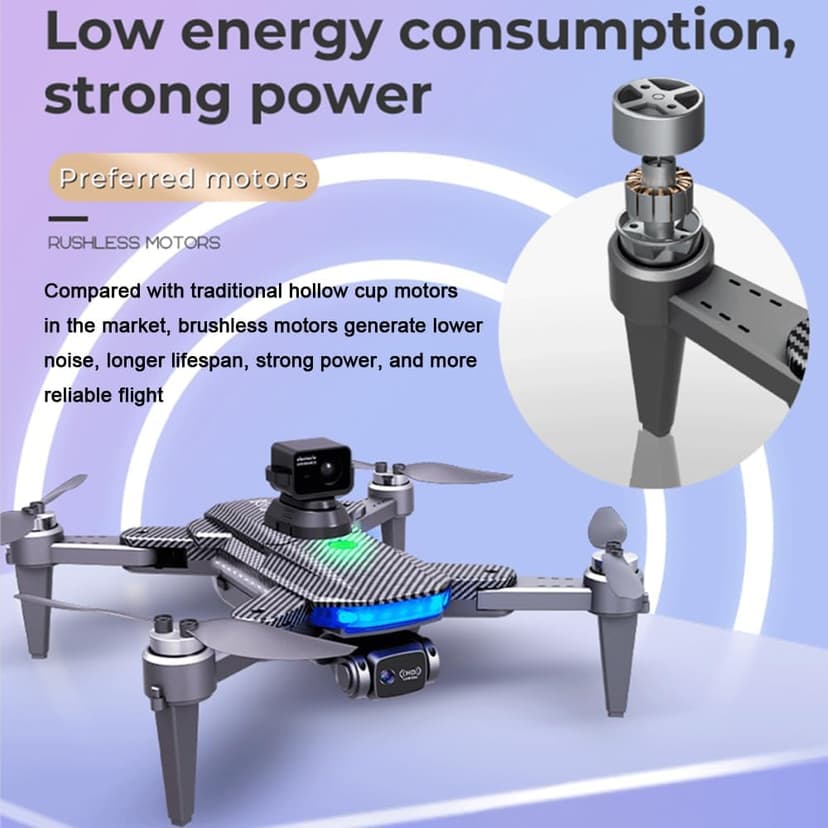 Lozenge Drones 360° Obstacle Avoidance Brushless Drones with Camera for Adults 4K GPS Smart Follow Auto Return Long Battery Life Quadcopter Big Size L900 HJ90 3 Battery Black Carbon Fiber Pattern