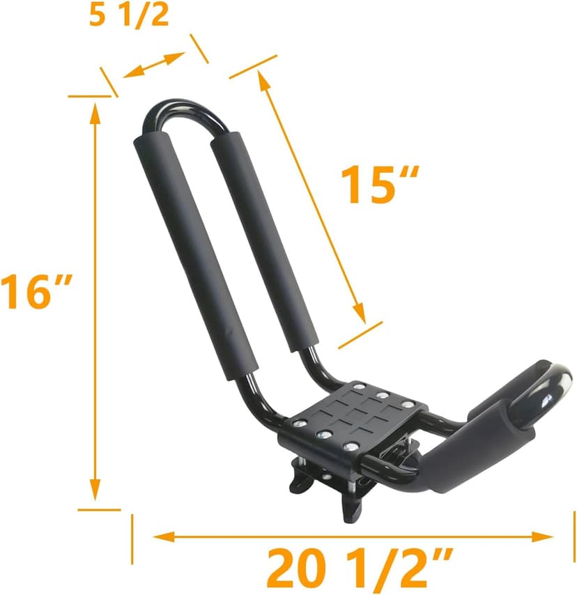 2 Pairs Heavy Duty Kayak Rack-Includes 4 Pcs Ratchet Tie-Mount on Car Roof Top Crossbar-Easy to Carry Kayak Canoe Boat Surf Ski (J-Bar Rack)