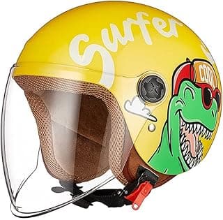Kids Motorcycle Helmet, Jet Helmet with Visor, Scooter & Bike ATV, Quick-Release Buckle, Removable & Washable, 48-55cm