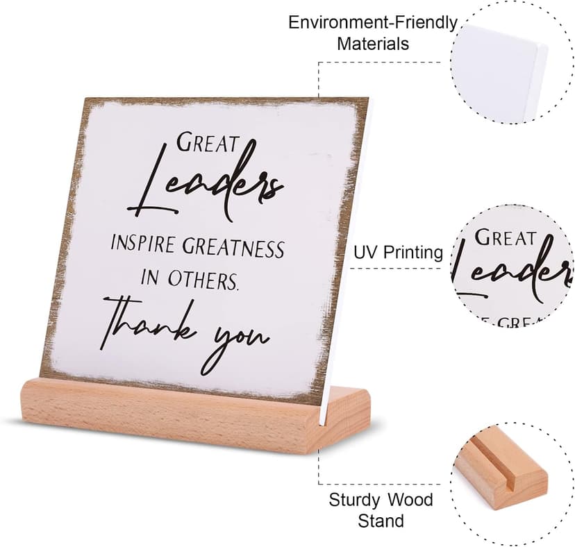 Afterprints Boss Gifts for Men Women, Thank You Acrylic Plaque, Appreciation Gifts for Boss Great Leaders Supervisor on Christmas, Retirement, Leaving, Leaders Signs with Wooden Stand