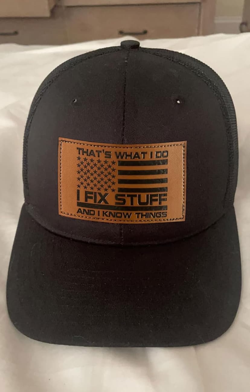 Gifts for Dad, Men,Him, Husband, Grandpa - Dad Gifts for Christmas Hat - Ideas Birthday 40th 50th 60th 70th 80th - I Fix Stuff Trucker Hat Black