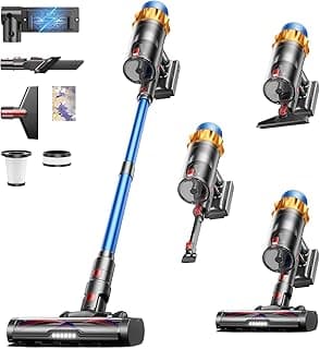 Kermoky Cordless Vacuum Cleaner, 650W 55KPA 70Mins Vacuum Cleaners for Home, Self-Standing Cordless Stick Vacuum with Anti-Tangle, Lightweight Wireless Vacuum for Hardwood Floor/Carpet/Pet Hair