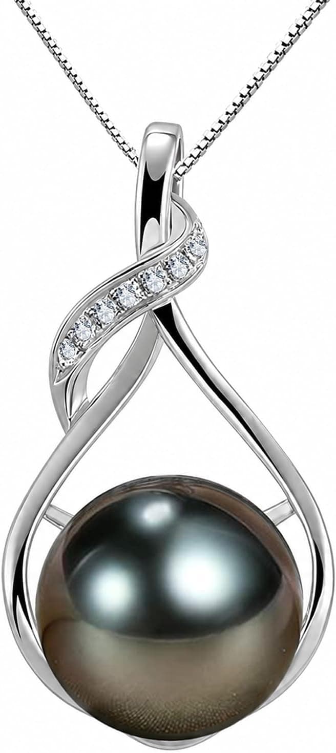 Gifts for Women Wife-Tahitian-Black-Pearl-Necklace-Gift for Wife Wedding Birthday Anniversary Jewelry-Mom Girlfriend Her Mothers Day Gifts for Mom Women Valentines Christmas Day