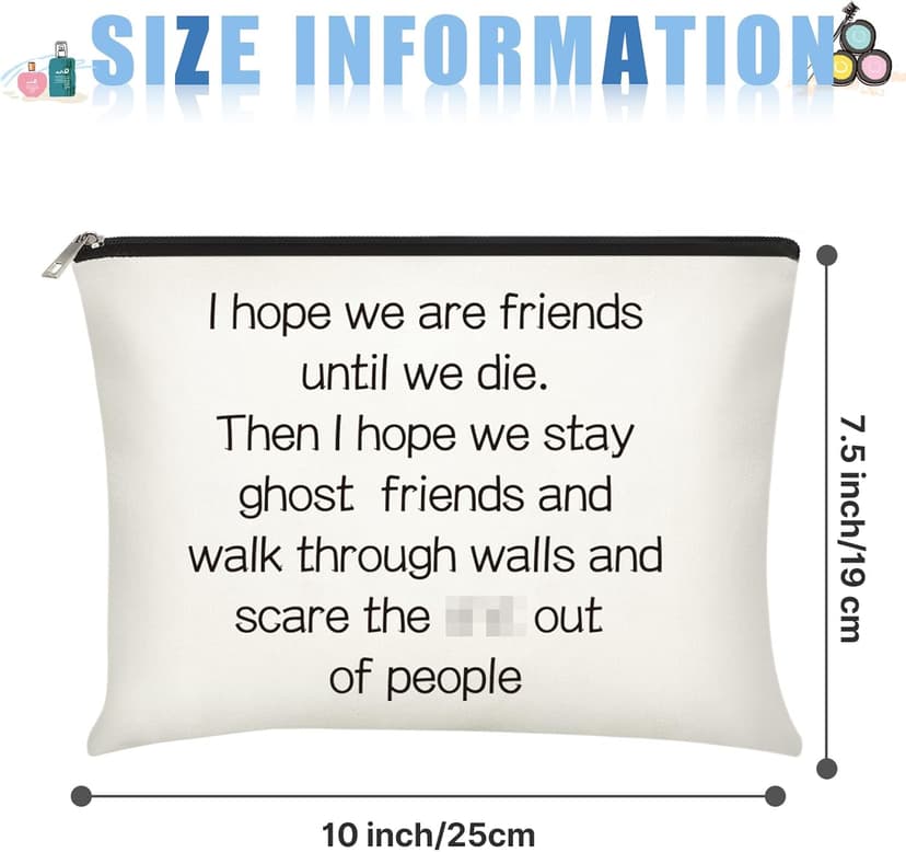 Frienda 3 Pcs Good Friend Gifts Cosmetic Bag for Women Friendship Makeup Bag Travel Cases for Birthday Graduation Moving Away Christmas Bestie Soul Sister(Trend Style)