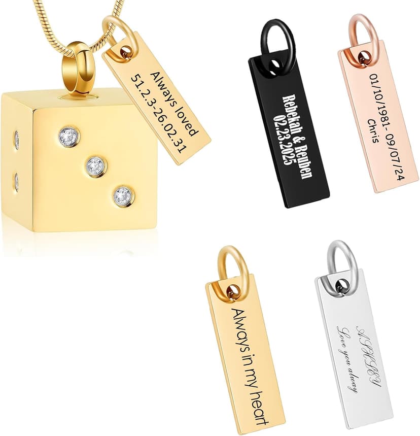 Stainless Steel Memorial Necklace Ash Holder for Pet Human Keepsake Ash Jewelry Bereavement Gift for Women Men with Fill tool Hearbeingt Dice Urn Necklaces Cremation Jewelry for Ashes Keepsake Pendant B09D2ZPQQ2