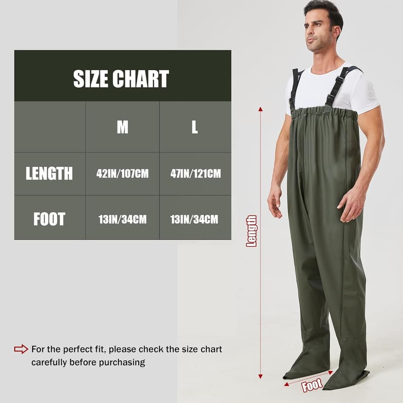 Pfeibk Men's Fishing Waders, Lightweight Breathable Chest Waders for Men, Waterproof Fly Fishing Waders