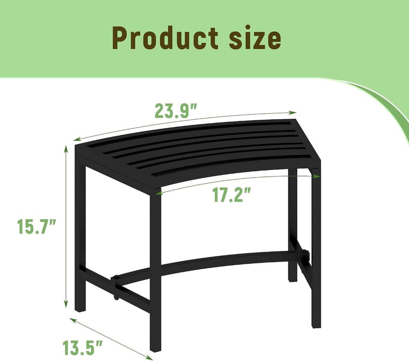 Timechee Metal Outdoor Curved Fire Pit Bench Set of 4, Fire Pit Seating Waterproof, Steel Backless Outside Tree Bench for Garden,Patio,Porch,Backyard,Heavy Duty Plant Holder, Style 3, Black