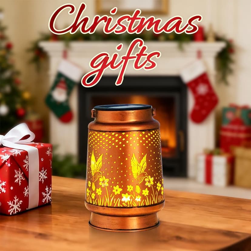 Hummingbird Birthday Gifts for Women Mom Grandma Solar Lanterns Outdoor Waterproof Garden Decor Metal Hanging LED Decorative Light for Patio Yard Lawn Backyard Front Porch Gardening Gifts