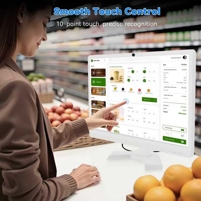22 inch Touch Screen Monitor with Webcam FHD 1920x1080P Computer Monitor FreeSync HDR HDMI Ports Eye Care Frameless VESA Mount