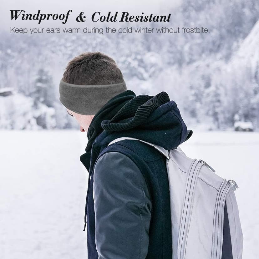 Komake Ear Warmers Headband, Fleece Earmuffs Running Headband Winter Ear Covers Moisture Wicking Ski Sport Headband for Men & Women (19.2 inches, One Size, Cycling)