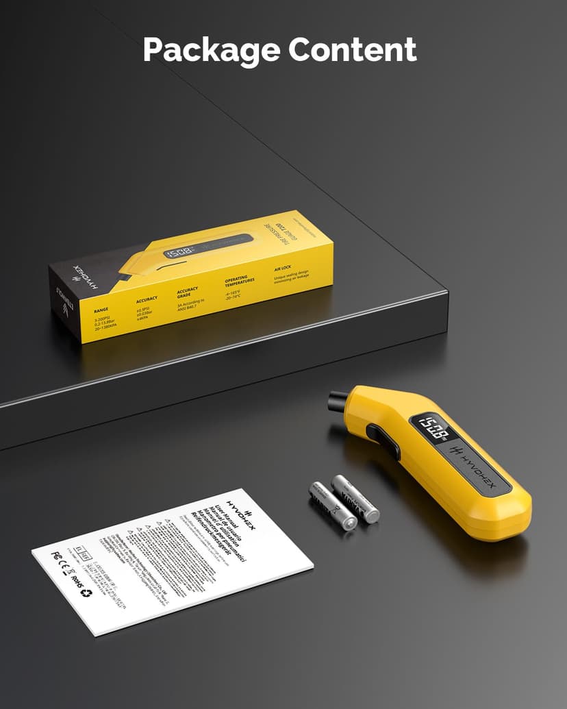 Tire Pressure Gauge Digital 200 PSI, HYVOHEX Tire Gauges for Tire Pressure with AAA Batteries, Visual LED Display Tire Gauge with Backlight, Digital Tire Gauge for Car Truck Motorcycle Bicycle