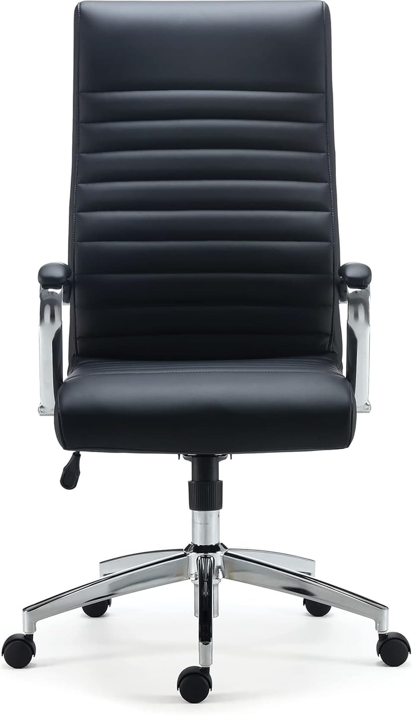 STAPLES Bentura Ergonomic Manager & Executive Office Chair, High Back Swivel, Adjustable Height, Bonded Leather, Black