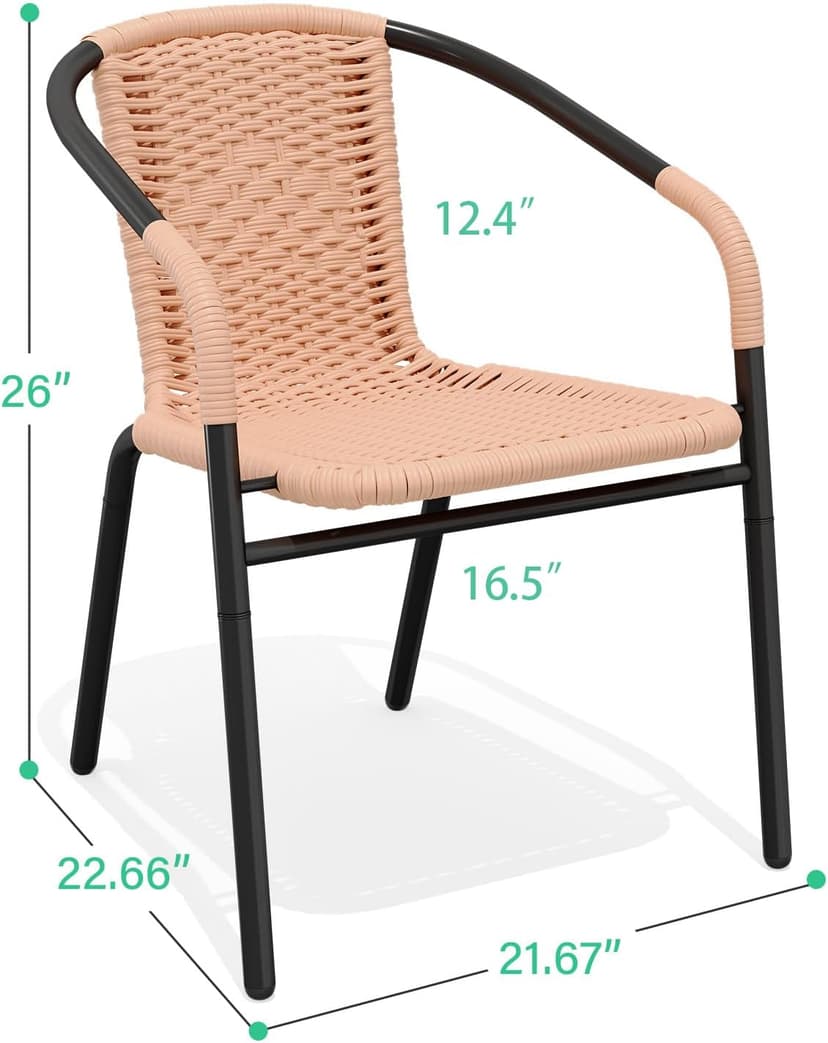 JEAREY Outdoor Patio Rattan Dining Chairs Set of 4, All Weather Stackable Dining Chairs for Lawn, Restaurant, Garden, Beige