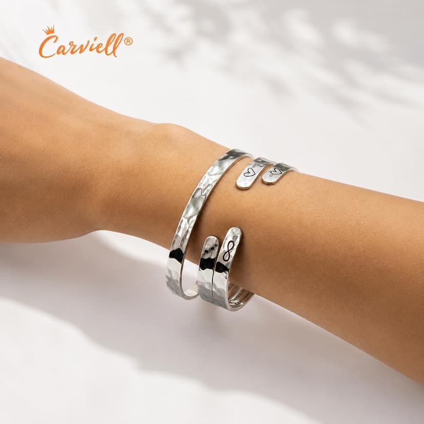Carviell Bracelets for Women – 100+ Meaningful Engraved Messages – Solid 316L Surgical Stainless Steel Cuff Bracelet – Gift Ready B094NY63KJ