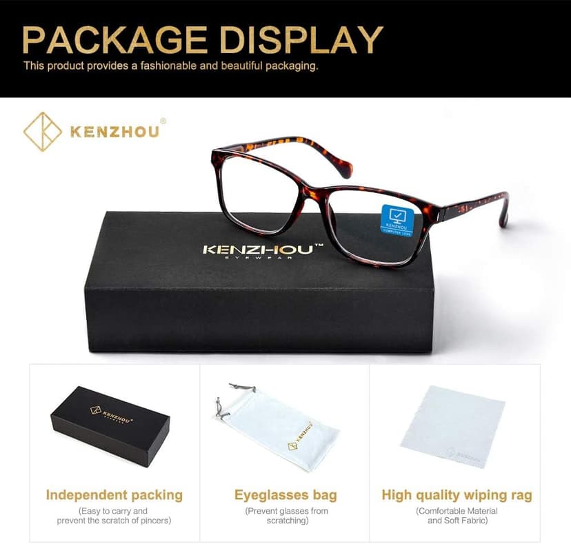 K KENZHOU Blue Light Glasses for Woman Men Bluelight Blocking Glasses for Computer Gaming Phones,Anti Eye Strain & UV Glare