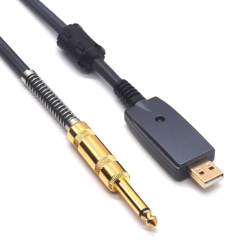 SiYear USB Guitar Cable -USB Interface Male to 6.35mm 1/4" TS Mono Electric Guitar Converter Cable, Guitar Computer Connector Cord Adapter for Instruments Recording Singing Etc(Blue Grey-3M