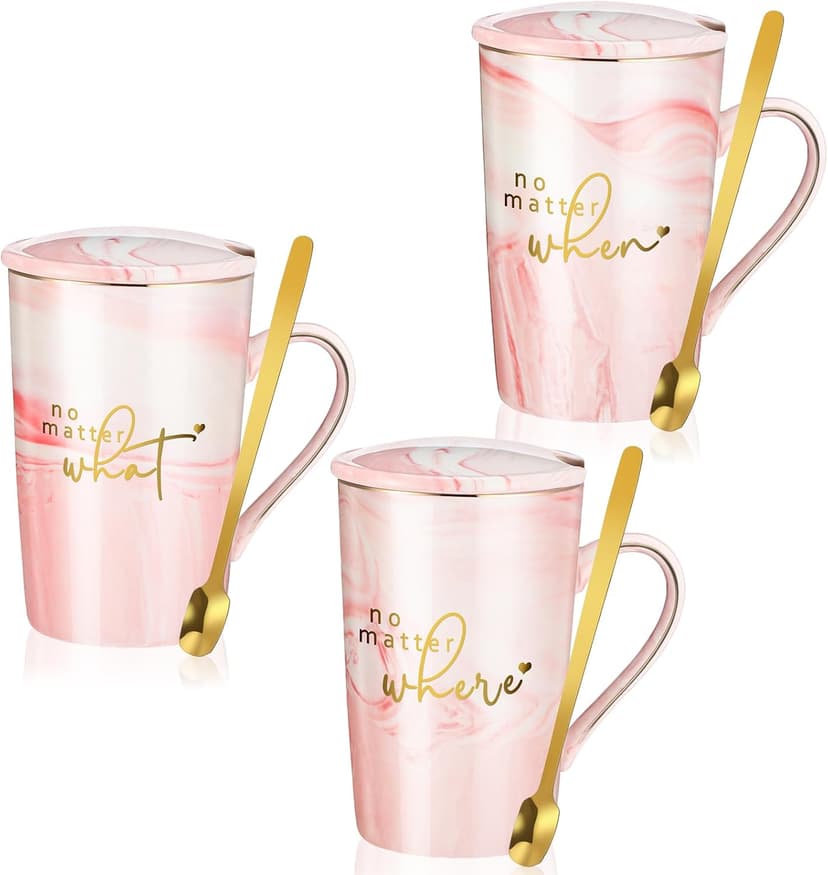 Hushee Hushee 3 Sets Friendship Gifts Friendship Mug for Best Friend Pink Mug Sisterhood Gifts for Christmas BFF, 12 oz
