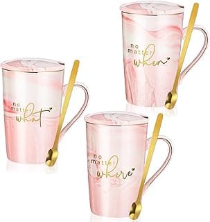 Hushee Hushee 3 Sets Friendship Gifts Friendship Mug for Best Friend Pink Mug Sisterhood Gifts for Christmas BFF, 12 oz